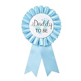 "Daddy to Be" Tinplate Badge Pin - Baby Shower Button New Dad Gifts Gender Reveals Party Baby Boy Blue Rosette Button Baby Celebration (Light Blue)