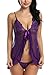 Avidlove Sexy Nightwear Deep V Neck Babydoll Flyaway Lingerie Lace Chemises Purple XXL