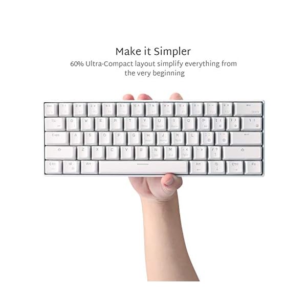 RK-ROYAL-KLUDGE-RK61-Wireless-60-Mechanical-Gaming-Keyboard-Ultra-Compact-Bluetooth-Keyboard-with-Clicky-Blue-Switch-Compatible-for-Multi-Device-Connection-White RK ROYAL KLUDGE RK61 Wireless 60% Triple Mode BT5.0/2.4G/USB-C Mechanical Keyboard, 61 Keys Bluetooth Mechanical…