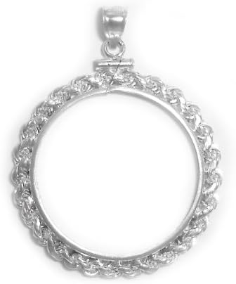 Sterling Silver English 1 Sovereign Rope Coin Bezel Frame Mount 22.02mm x 1.53mm