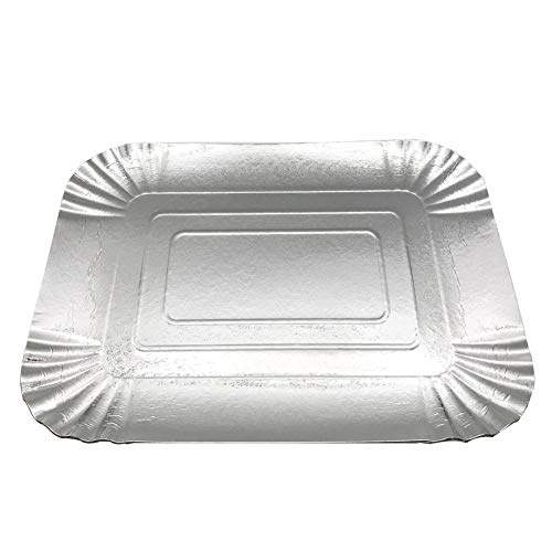 Agyvvt Set of 12 Pcs Cupcake Stands Silver Paper Cardboard Disposable Cake Candy Fruits Dessert Plate Rectangular Round Serving Tray for Wedding Home Birthday Party