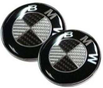 2pcs BMW Accessories Replacement Black Carbon Round Shiny Emblem 82mm 73mm For Front Hood / Back Trunk Replacement Emblem Logo Badge For BMW Car Model