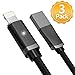 Aimus Phone Charger Cable, 3Pack 4FT+4FT+6FT Cotton Braided Data Cable Line USB Charger Cable Gaming Charging Cable Cord Compatible with iPhone X/8/8 Plus/7/7 Plus/6/6s/5/5S, iPad and iPod-Black