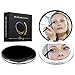 Led Compact Mirror [2019 Newest] Lighted Travel Makeup Mirror Rechargeable Led Purse Mirror Portable with Lights 1X 2X Magnification, Low/Middle/High Brightness Adjustable (Round, Black)