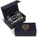Cork & Mill Whiskey Stones Gift Set - Bourbon Gift Box with Whisky Stones, Glasses, Tongs, Pouch + Booklet - Elegant Whiskey Gifts for Men - Stainless Steel Stones Chill Longer - Seamless Blown Glass