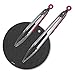 SimpliFine Tongs - Set of 2 Stainless Steel Kitchen Tongs with FREE Pot Holder / Drip Mat - Red
