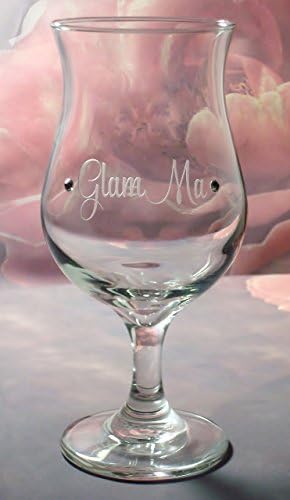 Elegant Glam Ma Cocktail Glass Glamma New Grandma Reveal -13 oz Clear with Rhinestones