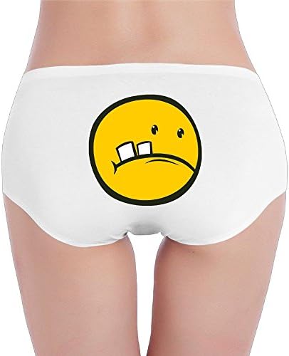 Ward Smith Women's Bottom Teeth Emoji Low-Rise Cotton Bikini Brief Seamless Panties Underwear L White