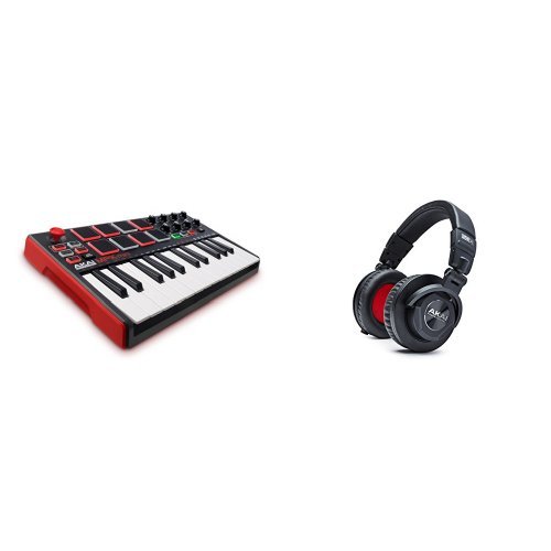 Akai Professional MPK Mini MKII 25-Key USB Midi Controller with Akai Professional Project 50X Over-Ear Studio Monitor Headphones