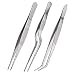 Rivoean Kitchen Cooking Tweezers Culinary,3 Piece Set Stainless Steel Tweezer Precision Tongs Offset Tip for Cooking Food Design styling(6.3-Inch)