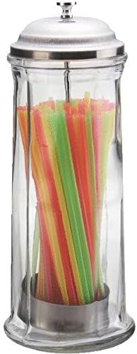 Glass Jumbo Straw Dispenser with Straws