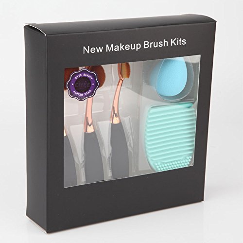 CiyeeÂ®Gift Rose Gold Oval Cream Puff Makeup Brushes kit Tooth Design Makeup Brush set Oval Makeup Brush Set
