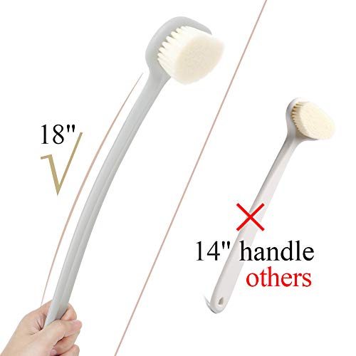 Body Bath Brush with Soft Bristles,Wet Brushing Back Scrubber for Shower with 18 inches Long Handle,Gentle Promote Healthy Glowing Skin and Beauty(Grey) - Thumbnail 3