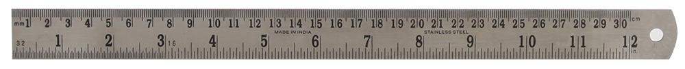 Duratool D03076 300 mm Satin Stainless Steel Ruler with Metric/Imperial Marking