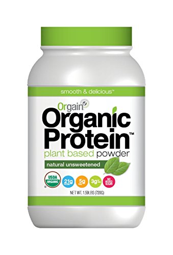 Orgain Organic Plant Based Protein Powder, Natural Unsweetened, 1.59 Pound, 1 Count