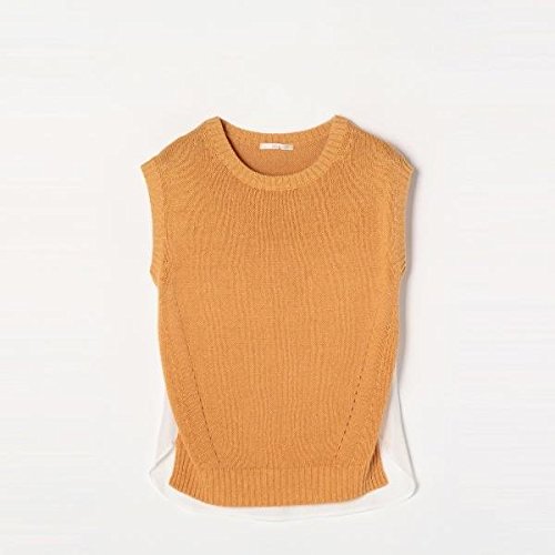 【未使用品】ドロワットロートレアモン（Droite lautreamont） 異素材ドッキングノースリーブニット【ブルー系/M】