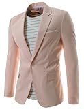 (OSJ1041) Thelees Mens Slim Fit Single Breasted Notched Lapel 1 Button Blazer PINK Medium(US Small)