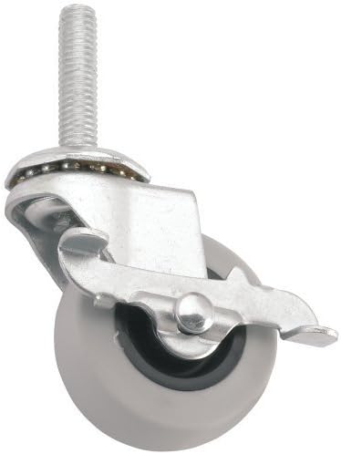TPR Rubber Caster Wheel with Threaded Stem Attachment w/ Brake - 2-Inch - 80 lb. Load Capacity - Non-Marking for Hospitals, Food Service, & Other Institutional Applications by Titan Casters by Waxman
