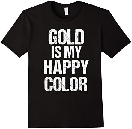 Mens Christmas T-Shirt Funny Gold is My Happy Color Money Medium Black
