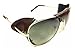Retro Aviator Sunglasses w/Faux Leather Bridge & Side Shields (Gold Frame - Brown Leather, Green)