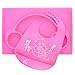 Set Silicone Car Placemat and Matching Mommy and Baby Panda Bib Kids Babies Toddlers Meal Plate (Pink)