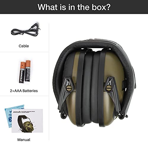 awesafe Electronic Shooting Earmuffs, Shooting Hearing Protection with