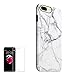 Obbii Case for iPhone 7 Plus/ 8 Plus /6 Plus/6S Plus White Marble Slim TPU Flexible Soft Silicone Protective Durable Case with Clear Screen Protector Compatible with iPhone 7/8 Plus/6/6SPlus/ (5.5'')