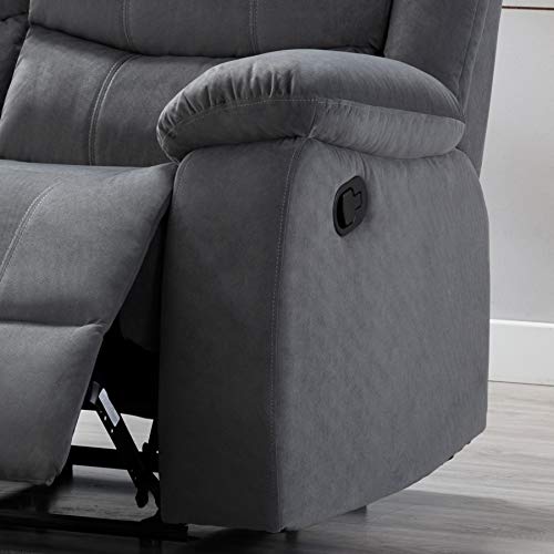 Christies Home Living 2-Piece Reclining Living Room Upholstered Sofa, Set with 4, Sofa & Loveseat, Grey