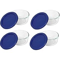 Amazon.com: Pyrex Storage 2-Cup Round Dish, Clear with Blue Lid Case of ...
