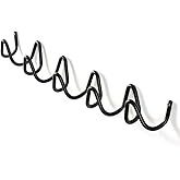 FKLOYP Black Wall Mounted Coat Rack, Decoration Wave Shaped Wall Hooks, Multi-Purpose Hooks for Coat, Hat, Bag, Umbrella, Heavy-Duty Metal Rail for Bedrooms, Living Rooms, Bathrooms(19.69" x 2.56")