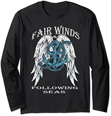 Unisex Fair Winds and Following Seas Nautical Anchor Rope and Wings 2XL Black