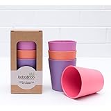 Bobo&amp;Boo Bamboo Kids Cups(10oz), Set of 4 Drinking Cups for Kids, Eco Friendly Toddler Cups Without Lids ~ Non Toxic &amp; Reusable ~ Great Gift for Baby Showers, Birthdays &amp; Preschool Graduations, Sunset