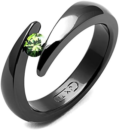 Shrya Stunning Black Titanium Ring with Diamond Comfort Fit 4mm Wide Engagement Band for Him N Her