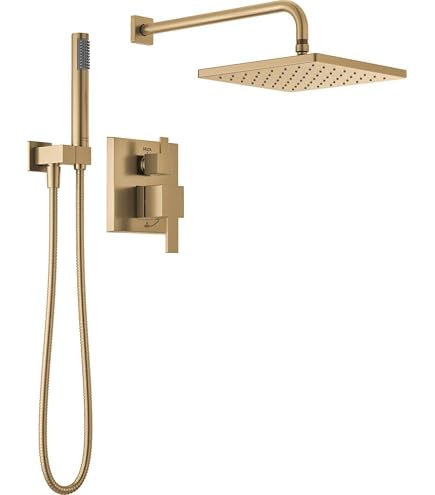 thumbnail image 2 of Brushed Gold 16x32 Inch Rain Shower System – Thermostatic With Massage Jets & Hand Shower 2 of 3