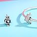 BAMOER 925 Sterling Silver Cute Alien Robot Heart Charms Beads for Bracelet Jewerly Accessories