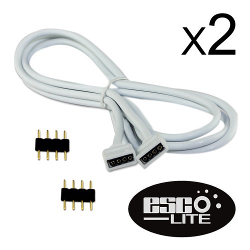 Esco-Lite 2PCS 1M Extension cable connect female plug to led strip lights RGB 5050 3528SMD with 4pcs 4pins free