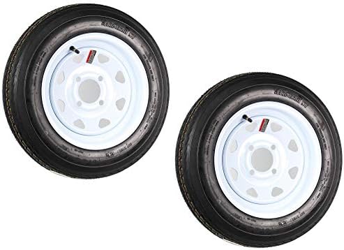 Amazon Com 2 Pack Trailer Tire On Rim 4 80 12 12 In Load C 4 Lug White Spoke Wheel Automotive
