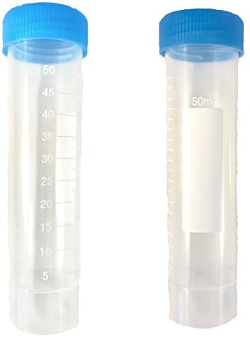 KeL Scientfic KS-4114-50 50 mL Self Standing Graduated Centrifuge Tubes, Transport Tubes with Blue Caps, Co-Polymer, Clear (Pack of 50)