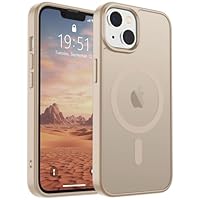 SUPFINE Magnetic for iPhone 15 Plus Case & iPhone 14 Plus Case(Compatible with MagSafe)(Military Grade Drop Protection) Translucent Shockproof Phone Cover,Desert Gold
