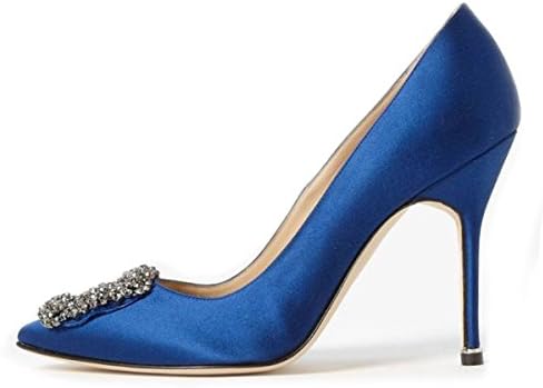 Amrantos Women Fashion Satin Jewel Buckled High Heel Pointed Toe Studded Wedding Shoes Size 2.5-11 UK