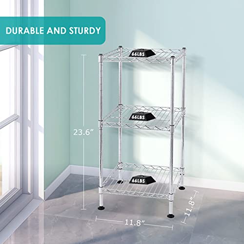 BNSPLY 3Tier Adjustable Shelving Unit, Metal Wire Rack with NSF