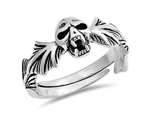 Sterling Silver Vampire Skull Ring Size 9