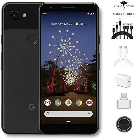 Google - Pixel 3a Unlocked Android G020g with 64GB Memory Cell Phone Unlimited Cloud Storage W/ 69.99 Hesvap 7 in 1 Accessories Bundle (Black)