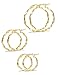 LOYALLOOK 3 Pairs Stainless Steel Twisted Gold Silver Tone Small Hoop Earrings Set for Women 15-25mm