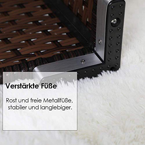 PHI VILLA Rattan Gartenmöbel Sets, Sitzgruppe Polyrattan Lounge Sets 3 Teilig mit Glastisch Outdoor, rostbeständiger… – Bild 7