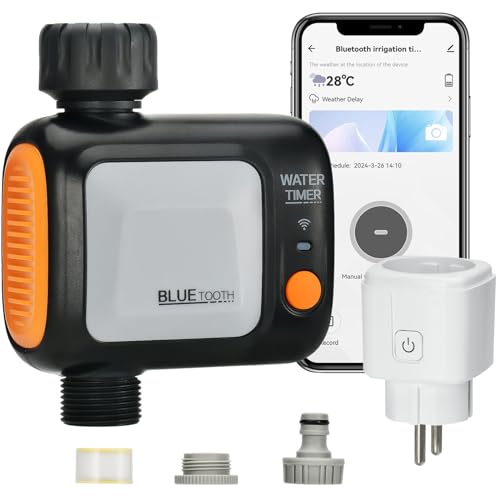 Johgee WiFi Watering Timer, Automatic Watering Timer with WiFi Hub, APP and Voice Control, Programmable Irrigation Timer and Remote Watering for Garden, Lawn