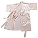 Joytton Girl's Satin Kimono Robe with Embroidered Flower Girl(6,Light Pink)