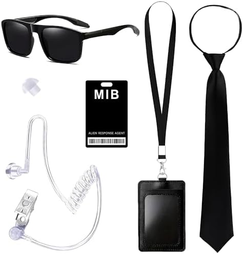 Juego De Accesorios De Agente Secreto - 10 Piezas Con Gafas, Corbata, Tarjetero Y Auricular - Ideal Para Disfraces Y Roleplay