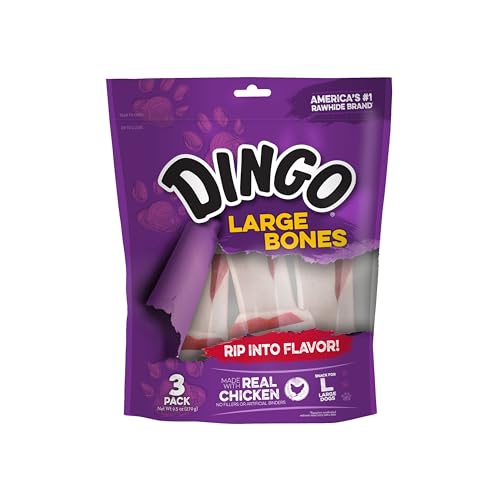 DINGO RAWHIDE BONE, LARGE, 3-COUNT