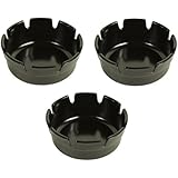 Set of Three Black Plastic Ashtrays-Deep Well-Resturant/ Bar-4